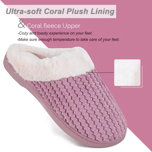 Vista 7 de WateLves Women's Slippers Comfort Memory Foam House Slippers Plush Lining Bedroom Shoes for Indoor & Outdoor Polvo de frijoles