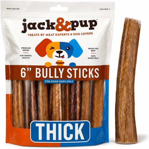 Vista 7 de Jack&Pup Bully Sticks de 6 pulgadas para perros (paquete de 6) - Jumbo