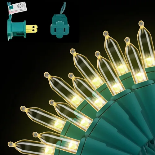 Vista 7 de 150 unidades de luces de Navidad LED mini de color blanco cálido, 50 pies de cable marrón, con certificación UL, conectables, luces de Navidad