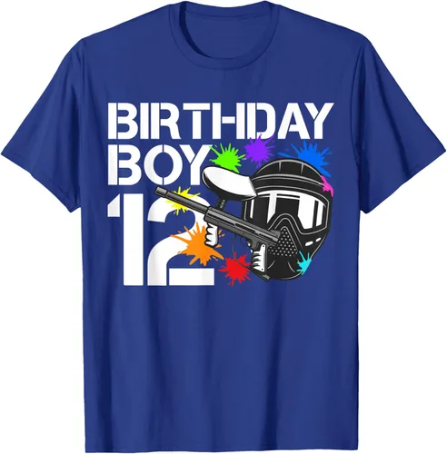 Vista 16 de 12th B-Day Paintball Birthday Party Boy 12 Year Old Funny T-Shirt, Negro