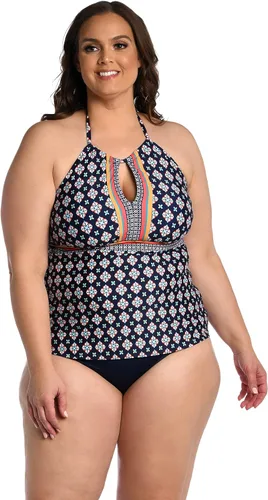 Vista 3 de 24th & Ocean Traje de baño tankini con tirantes y cuello alto para mujer