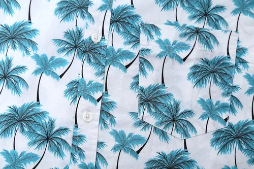 Vista 6 de NUTEXROL Mens Hawaiian Shirts Standard-Fit CottonPolyester Palm Tree Printed Beach Wear