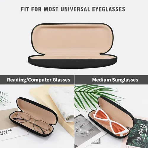 Vista 3 de Marvolia Funda rígida para gafas, funda de piel sintética para gafas de sol y gafas