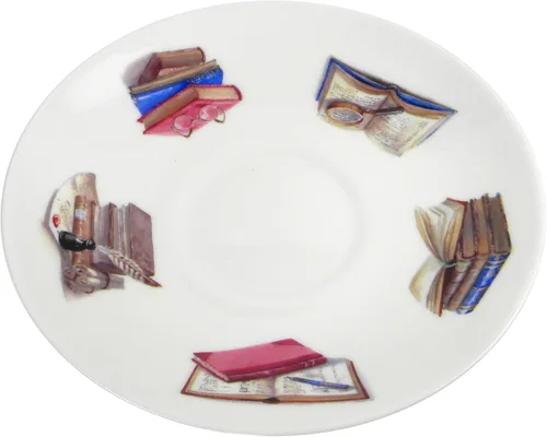 Vista 3 de Roy Kirkham Escritura creativa Amantes del libro Desayuno Taza de té y platillo Set Fine Bone China England