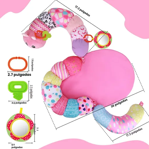 Vista 6 de Tapete 2 en 1 para el Tiempo Boca Abajo del Bebé y Almohada de Apoyo para Sentarse, Juguetes para Bebés Recién Nacidos 0 1 2 3 4 5 6 Meses, Oruga