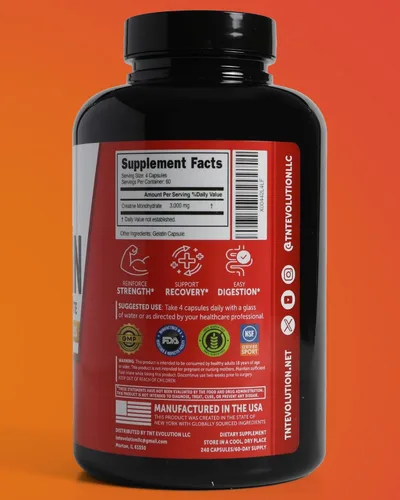 Vista 6 de Cápsulas de monohidrato de creatina, cápsula de 750 mg para hombres y mujeres, 60 porciones, creatina micronizada pura para fuerza, fitness