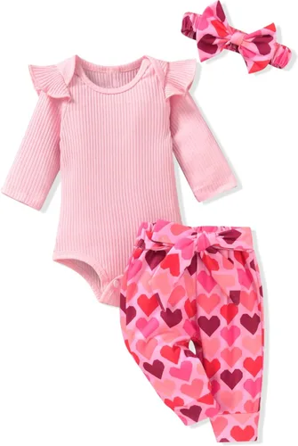 Vista 206 de Aalizzwell Conjunto de mameluco acanalado para bebé recién nacido prematuro para otoño e invierno