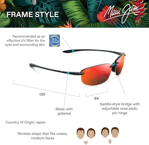 Vista 6 de Maui Jim Hookipa - Gafas de sol polarizadas sin montura de ajuste universal para hombre y mujer