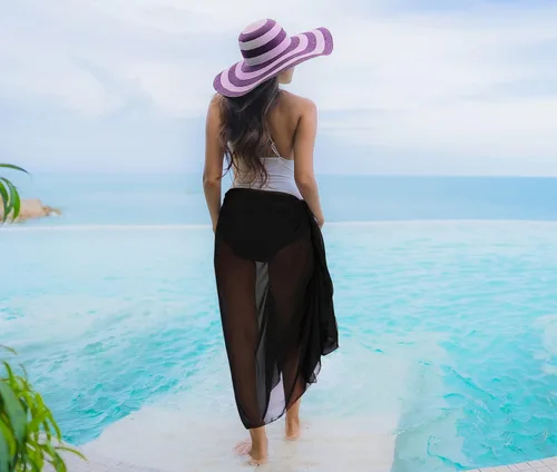 Vista 5 de LA LEELA Traje de baño de gasa transparente para mujer, pareo para playa, pareo