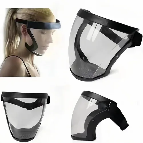 Vista 2 de Protector facial completo antivaho para moler y cortar, máscara de seguridad reutilizable con diadema ajustable, visera transparente de visión