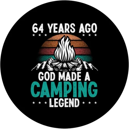 Vista 3 de 64 años de edad Camping Legend Vintage Scout 64 cumpleaños campista PopSockets intercambiables PopGrip