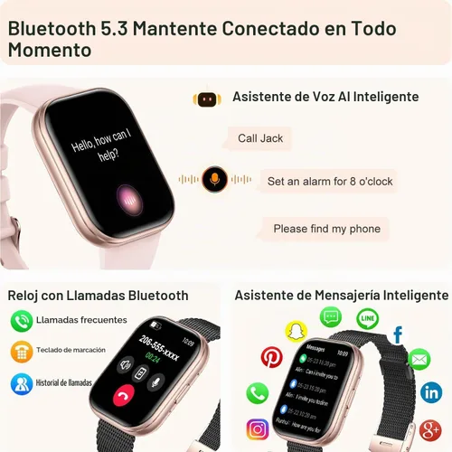 Vista 2 de Relojes inteligentes para mujeres y hombres, reloj inteligente con pantalla HD de 1.75 pulgadas, contestar/hacer llamadas para Android iOS