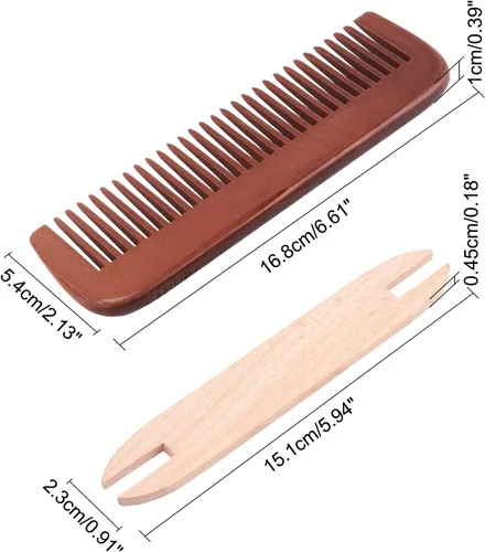 Vista 2 de NBEADS Kit de herramientas de tejido, incluye 1 lanzadera de telares de madera y 1 pieza de accesorios de máquina de telar de peine de madera