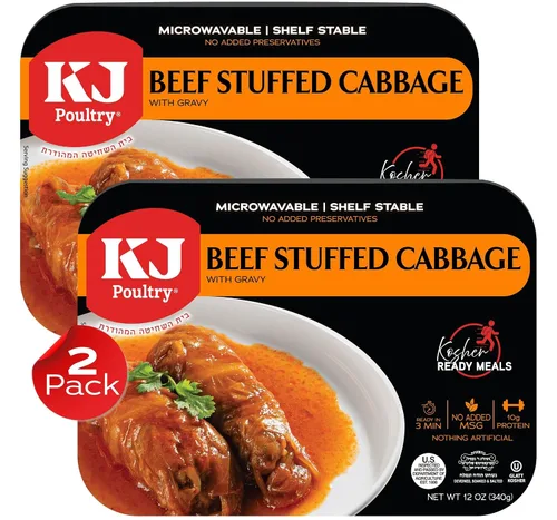 Vista 12 de KJ Poultry Kosher Ready Meals – Rollos de col rellenos de ternera, comidas de carne MRE listas para comer, sin gluten (paquete de 1) preparado