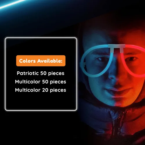 Vista 5 de Glow Fever Gafas que brillan en la oscuridad para fiesta, 50 lentes flexibles con conectores, paquete de gafas brillantes para concierto, Halloween