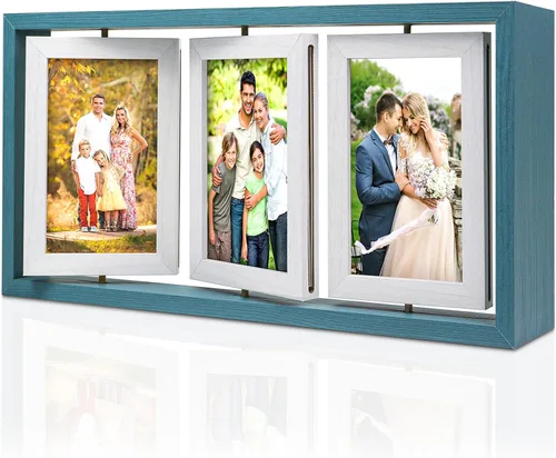 Vista 14 de ZEEYUAN Marco de fotos plegable con bisagras de 4 x 6 y 5 x 7 pulgadas, regalos para mamá madre, día de la madre, regalos para mamá de hija hijo