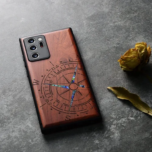 Vista 4 de Carveit Funda de madera de diseñador para Samsung Galaxy Note20 Ultra (grabado de madera e incrustaciones de carcasa) compatible con cargadores