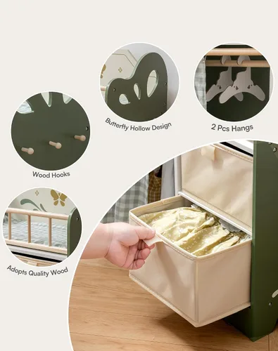Vista 3 de ROBUD Cama para muñecas de bebé, cama para muñecas con almacenamiento y ropa de cama, cunas resistentes para muñecas para niñas, bonito regalo