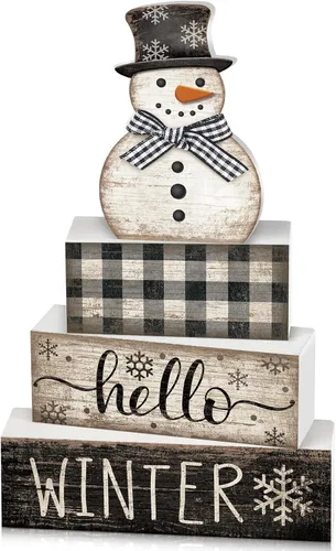 Vista 159 de Moucuny 4 piezas de decoración de mesa de Navidad rosa de chocolate caliente de cacao escalonado, decoración de bandeja escalonada, letrero