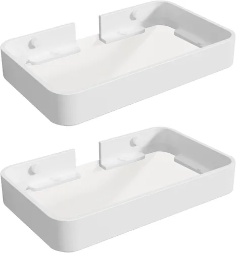 Vista 11 de Z metnal Estantes pequeños de vidrio para baño, estante flotante negro mate, mini organizador de estantes de pared, montado en la pared