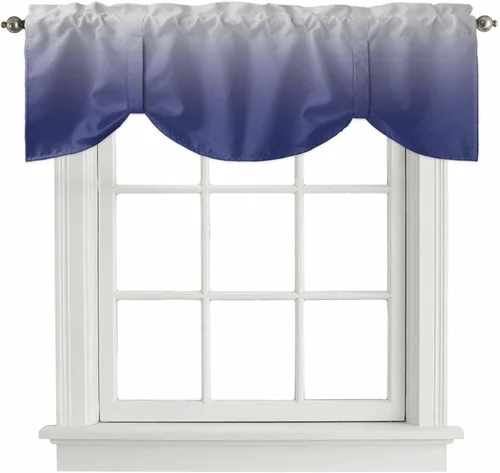 Vista 11 de Cenefa de cenefa gris degradado negro y gris para ventanas, cenefa ajustable de 60 x 18 pulgadas, cenefas para cocina, sala de estar, bolsillo