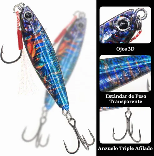 Vista 2 de Plantillas de pesca verticales de agua salada, cuchara de jigging vertical, señuelos de atún de pesca, señuelos artificiales de pesca para atún