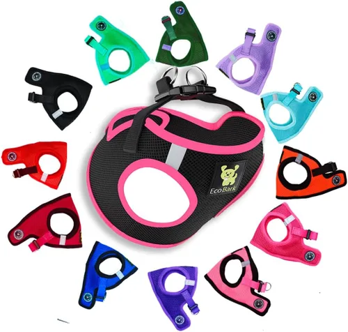 Vista 43 de EcoBark - Arnés para perro, arneses de taza de té ecológicos para perros XXS, XS y pequeños - Arnés reflectante y ajustable para cuerpo mini