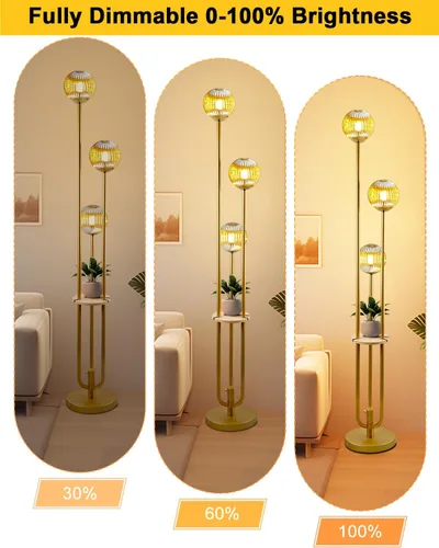 Vista 2 de Lightdot Lámpara de pie de vidrio de 63 pulgadas para sala de estar, lámparas altas modernas de pie regulables con pantalla de vidrio transparente