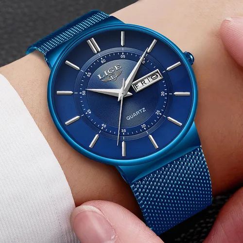 Vista 2 de Weicam Reloj mecánico de esqueleto casual para hombre, correa de malla numérica romana, reloj de pulsera