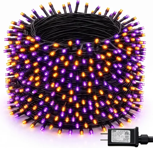 Vista 9 de Dazzle Bright - Guirnalda de luces para Halloween, 300 LED, 100 pies, 8 modos de iluminación, decoraciones para carnaval, jardín, exteriores y patio