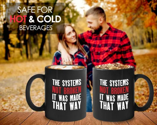 Vista 4 de Taza de café político – The Systems Not Broken – Police Police Police Democrática Política Capitalismo Liberalista Para Mujeres Hombres Bestfriend