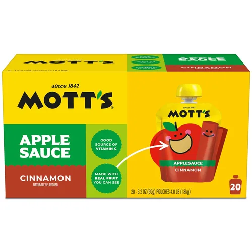 Vista 9 de Mott's Puré de manzana y canela, bolsas transparentes de 3.2 onzas, paquete de 20