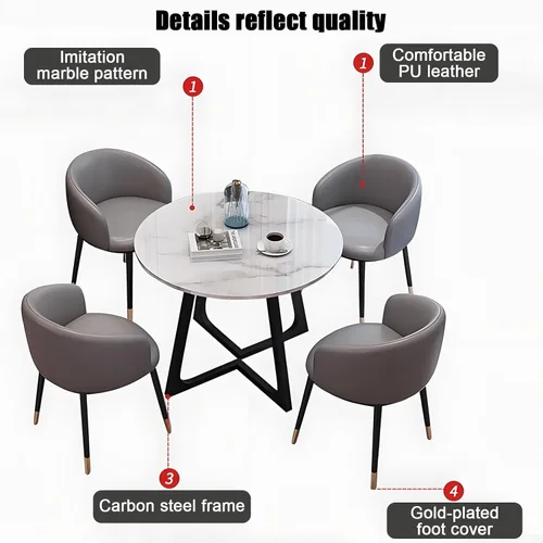 Vista 3 de YVYKFZD Juego de mesa de comedor de cocina de 5 piezas, combinación de mesa y silla de recepción, mesa de conferencias redonda simple, mesa