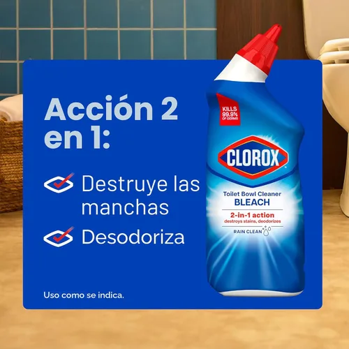 Vista 2 de Clorox Limpiador de inodoro con blanqueador, limpiador de lluvia, 24 onzas