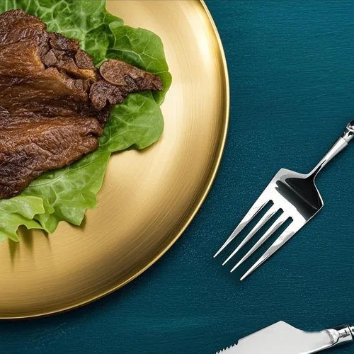 Vista 7 de Paoli Plato llano de acero inoxidable 18/8 para platos principales, carne a la parrilla, postre, ensalada y fruta, gran capacidad de 9 pulgadas