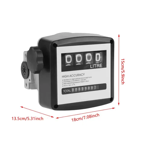 Vista 5 de Medidor de flujo de combustible mecánico, contador de medidor de flujo de gas digital de 1 pulgada 4 para gasolina de queroseno de medida, 1%