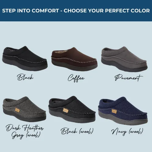 Vista 2 de Dearfoams Pantuflas Thompson de espuma viscoelástica para hombre Negro