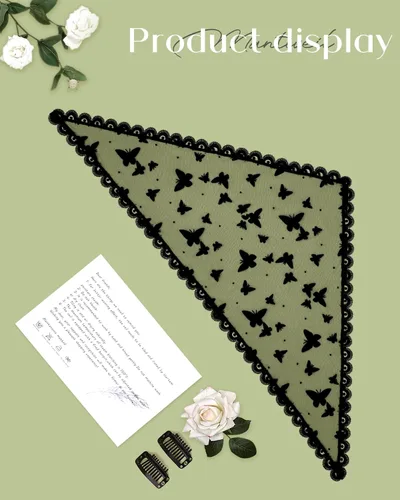 Vista 7 de Mantveil Velo de capilla triangular pequeño velos de mantilla de encaje de inspiración vintage para iglesia Latina Mass Católica Bufanda