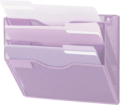Vista 38 de EASEPRES Organizador de archivos de malla de 3 bolsillos para colgar en la pared, carpeta de papel para correo montada en la pared, organizador