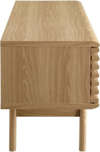 Vista 7 de Mueble para televisor de 48 pulgadas Modway Render, de estilo moderno de mediados de siglo con perfil bajo, color roble