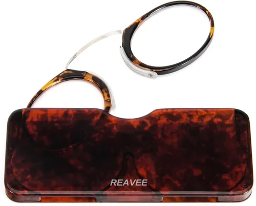 Vista 5 de REAVEE Paquete de 2 lentes de lectura con clip de nariz sin brazos para hombres y mujeres, sin sienes, delgados y compactos, ultra delgados con mini