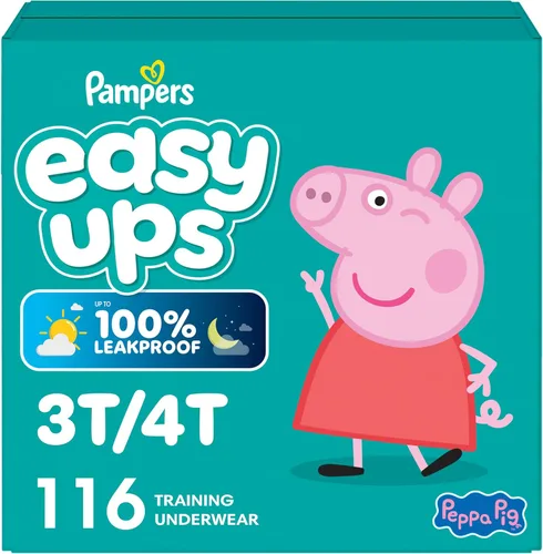 Vista 21 de Easy Ups - Pantalones de entrenamiento para niñas y niños, talla 4 (2T3T), 25 unidades, ropa interior absorbente de Peppa Pig, hasta un 100% a