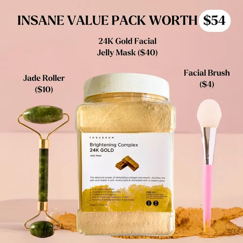 Vista 4 de VogueNow Mascarilla facial de gelatina para tratamientos faciales – Máscara de gelatina hidratante, iluminadora y nutritiva de oro de 24 quilates
