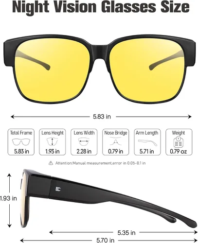 Vista 3 de BIRCEN Ajuste polarizado sobre gafas de sol uso sobre gafas de sol envolventes para hombres y mujeres, protección UV