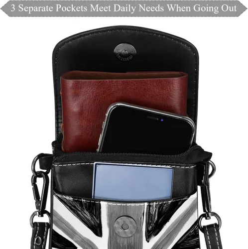 Vista 3 de Bolso cruzado pequeño Union Jack Cartera para teléfono celular