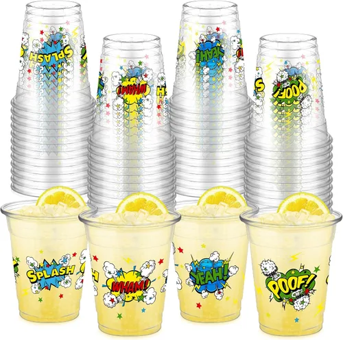 Vista 9 de FoldTier 50 Piezas Vasos de los Años 50 de 12 oz Plástico Vasos Regreso a los Años 50 Vasos Transparentes Desechables de los Años 50 Vasos Temáticos