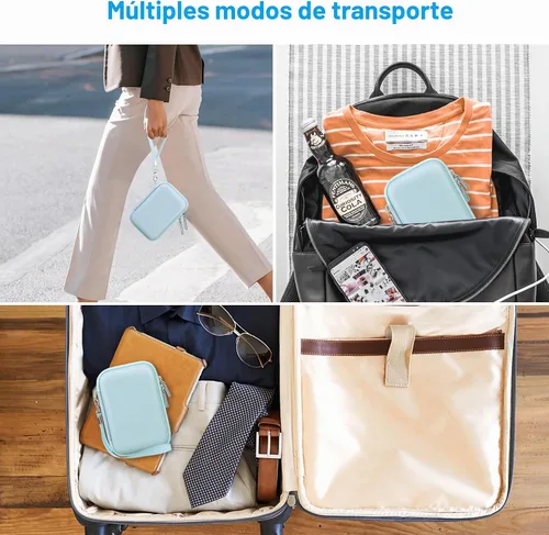 Vista 3 de Canboc Estuche de transporte para Fujifilm Instax Mini Link 3 2 1 Impresora para smartphone, bolsillo de malla para película instantánea y cable Azul
