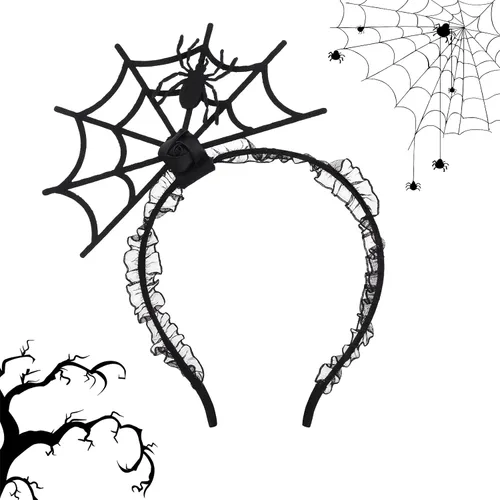 Vista 8 de WLLHYF Diadema de Halloween con diseño de araña, calabaza, fantasma, diadema de Halloween, tocado de araña, cosplay, festival