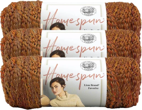 Vista 10 de Lion Brand Yarn Hilo Homespun, Hilo Suave y Voluminoso para Tejer, Ganchillo y Manualidades, 1 paquete, Beachside Stripes