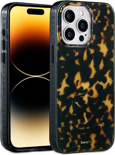 Vista 14 de SCORPIFY Funda para iPhone 15 Pro Max [Compatible con MagSafe] con Diseño de Estampado de Leopardo Guepardo Negro Mate, Linda Funda Magnética